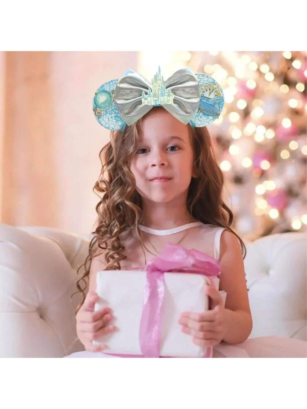 Women Blue Castle Sequin Halloween Mickey Mouse Headband for Cosplay